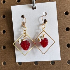 Elegant Strawberry Drop Earrings
